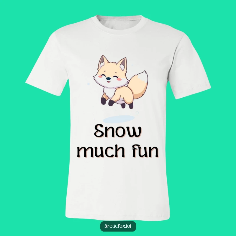 Funny Happy Leaping Arctic Fox T-Shirt - Playful Winter Animal Tee