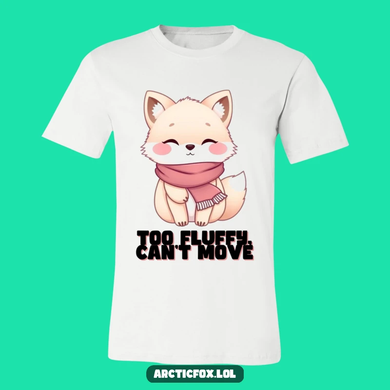 Funny Chubby Arctic Fox Scarf T-Shirt - Cozy Winter Animal Tee