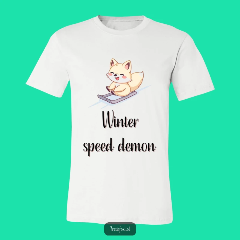 Joyful Arctic Fox Sliding T-Shirt - Winter Fun, Funny Gift for Playful Souls