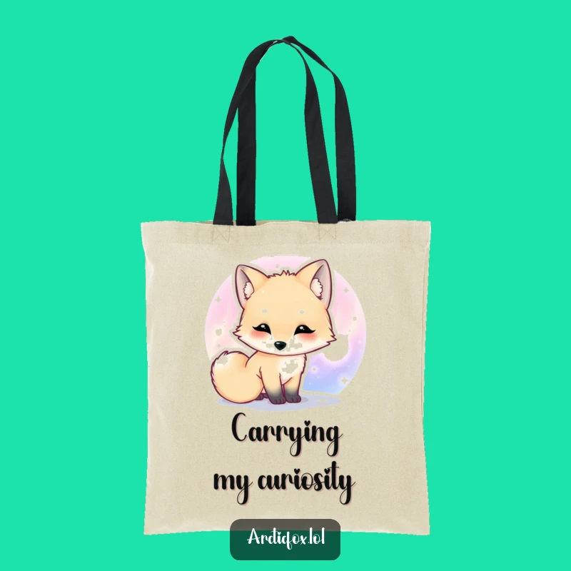 Funny Kawaii Arctic Fox Aurora Tote Bag, Chic Animal Humor Gift