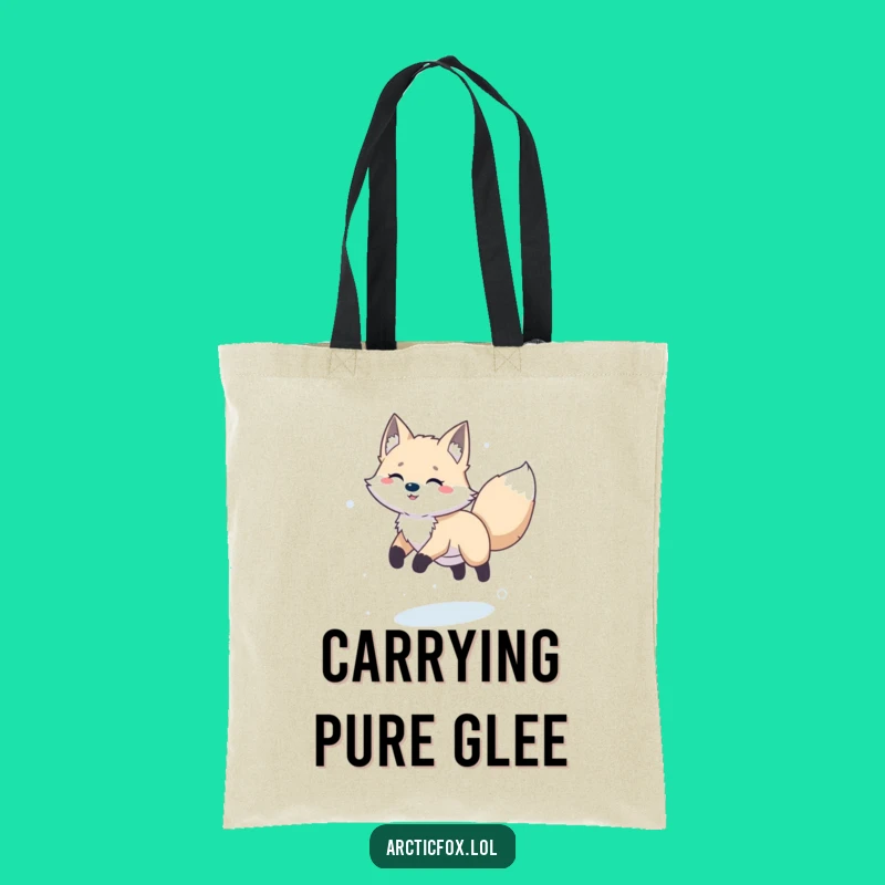 Funny Happy Arctic Fox Leaping Tote Bag - Joyful Everyday Carry