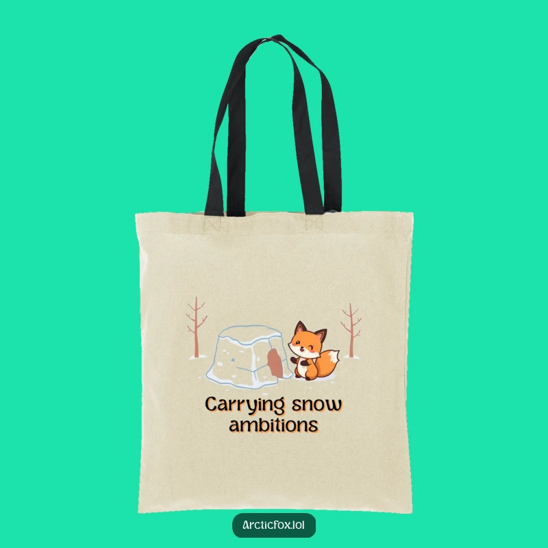 Funny Wobbly Snow Fort Fox Tote Bag: Carry Your Laughs, Not Just Your Stuff