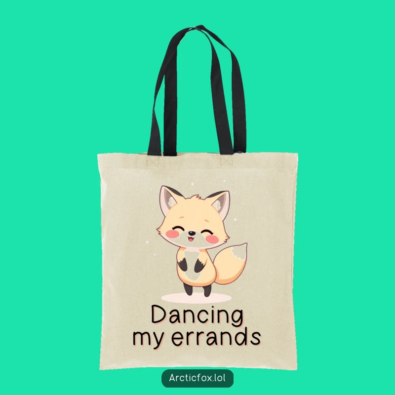 Funny Kawaii Arctic Fox Dancing Tote: Carry Your Joyful Moves!