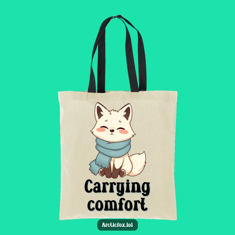 Funny Arctic Fox Scarf Tote Bag: Cozy Style Accessory - Eco Gift