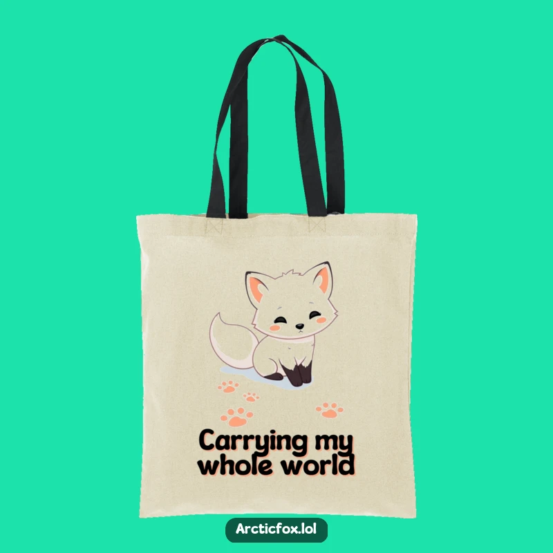 Funny Cute Arctic Fox Paw Prints Snow Tote Bag - Eco-Friendly Shopping Gift