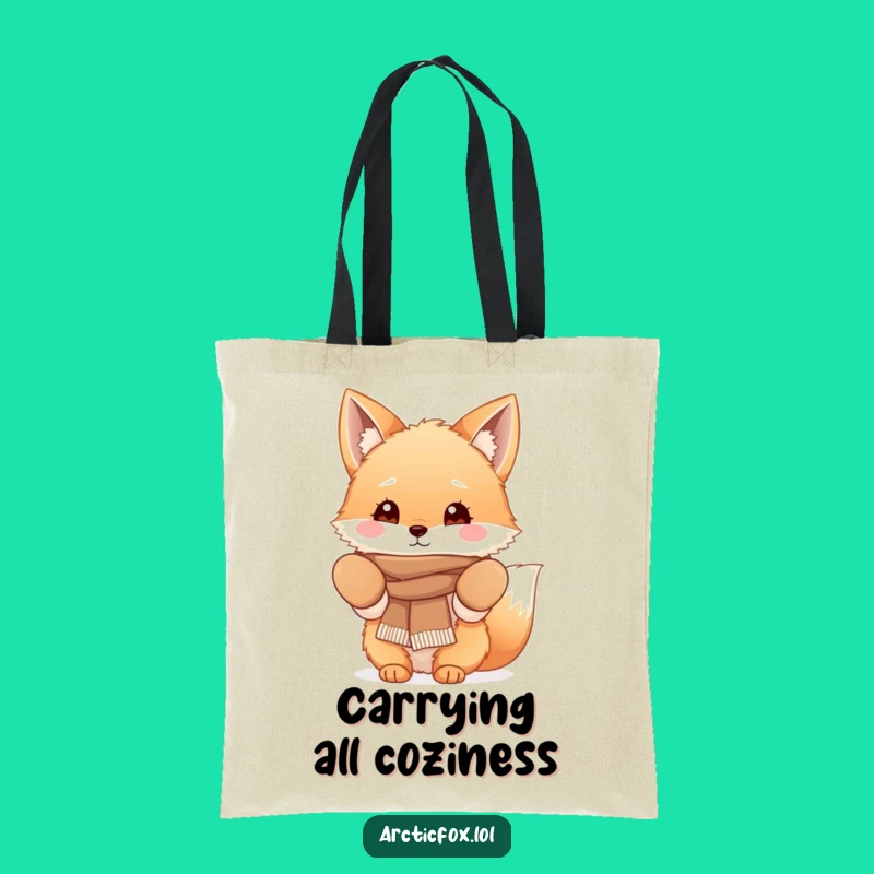 Funny Fluffy Fox Tote Bag: Cozy Winter Accessory for Everyday
