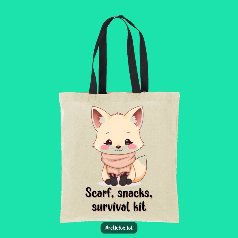 Funny Kawaii Arctic Fox Scarf Tote Bag - Stylish & Cute Gift