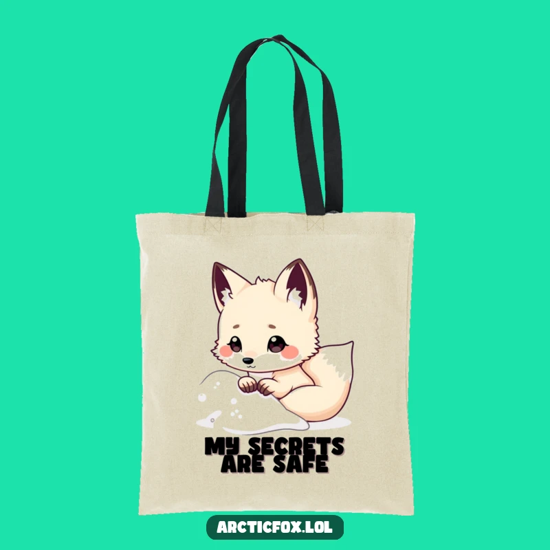 Funny Kawaii Arctic Fox Tote Bag, Snowy Peek Print, Practical Humorous Gift