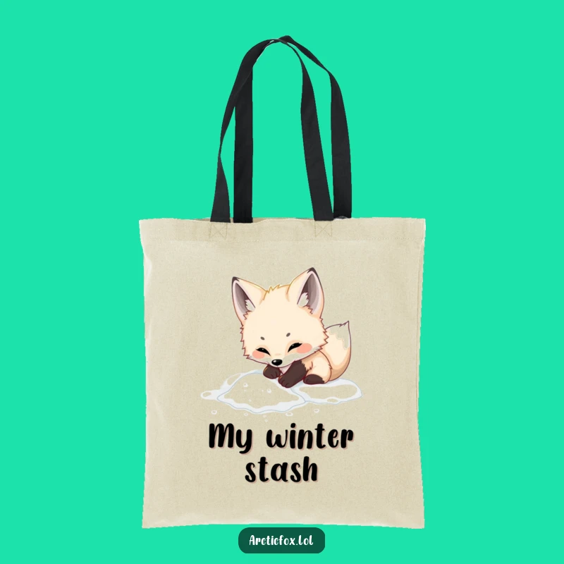 Funny Adorable Arctic Fox Tote Bag - Playful Digging, Cute & Practical Gift