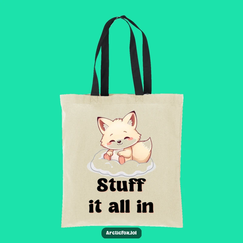 Playful Arctic Fox Tote Bag - Snow Roll Fun, Funny Gift for Everyday Errands